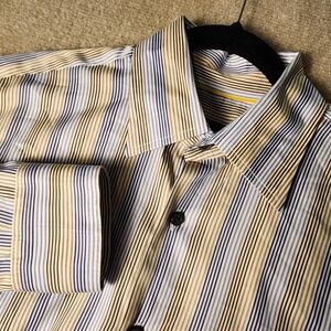 Robert Talbott Men's Striped Dress Shirt Long Sleeve Button Up Collared